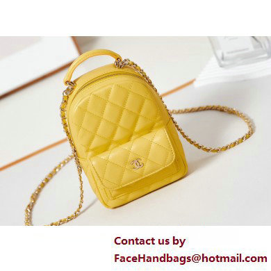 Chanel Lambskin & Gold-Tone Metal Mini Backpack Bag AP3753 Yellow 2025